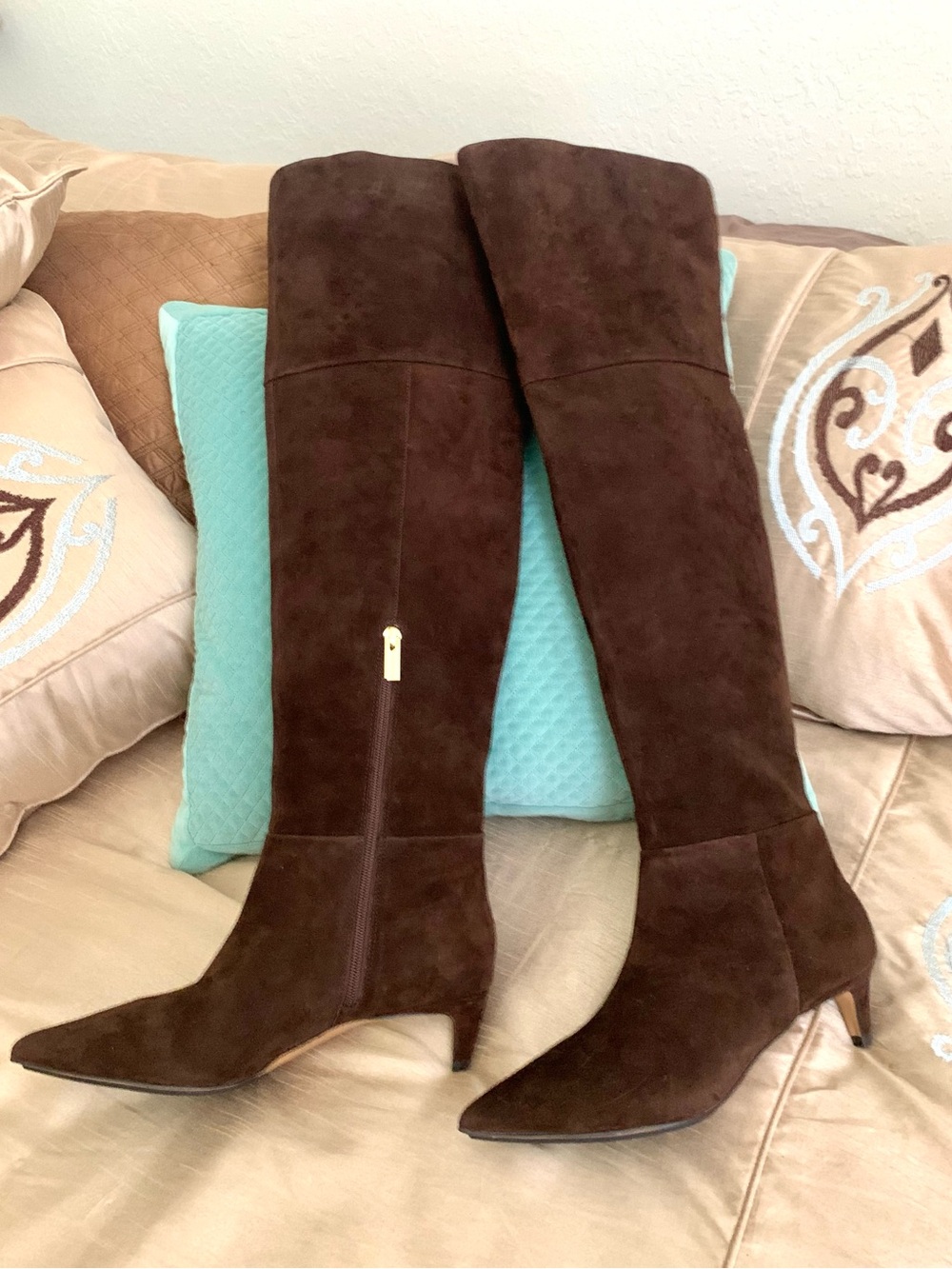 Vince Camuto Suede Iana Chocolate Brown Over the knee Boots
